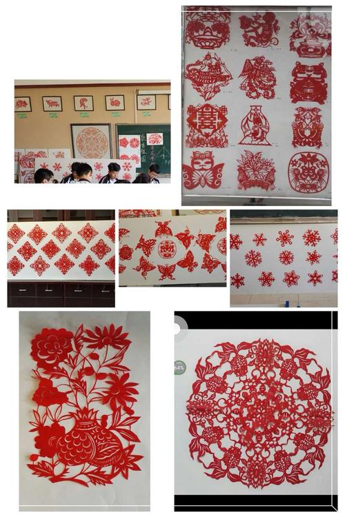 工作室布置的氛围非常浓厚,墙壁和橱窗里挂满了师生的各种剪纸作品