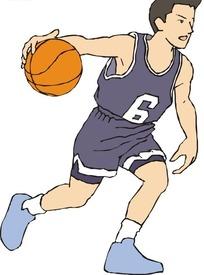 卡通运动人物 正在运球的篮球运动员