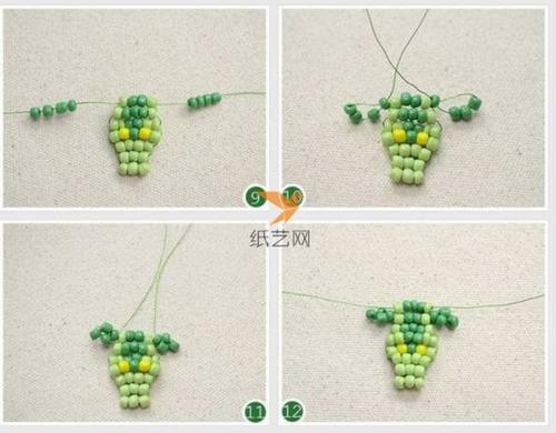 串珠绿色小鳄鱼挂件制作教程串珠教程