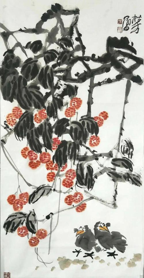 心静方可取意杜未的大写意花鸟画