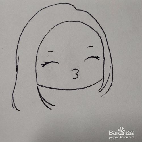 怎么画一个嘟嘟嘴亲亲的小女孩表情卡通简笔画