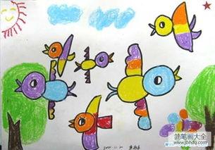 儿童画小鸟-彩虹鸟二年级小学生动物水彩画分享