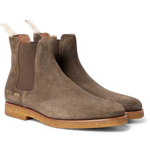 (instock) common projects olive waxed suede chelsea boots