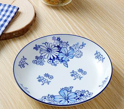【瑜美陶瓷】日式釉下彩花集14头 青花餐具套装陶瓷   