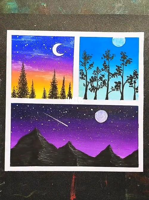 重彩油画棒 #风景画 #梦幻星空_星空_油画_画画_知识