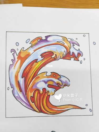 马克笔临摹浪花_马克笔_手绘_搭配_马克笔手绘_文化