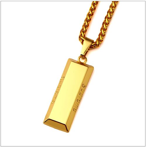 潮牌现货 supreme 16ss gold bar pendant 项链 金砖logo