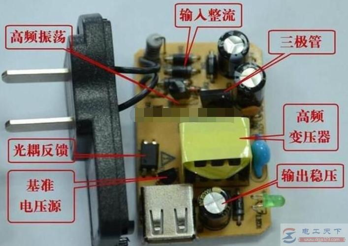 一例手机充电器的内部结构图