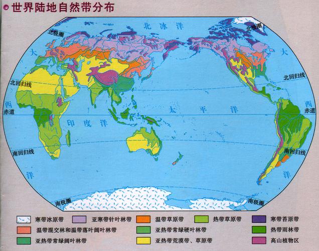 世界陆地自然带分布