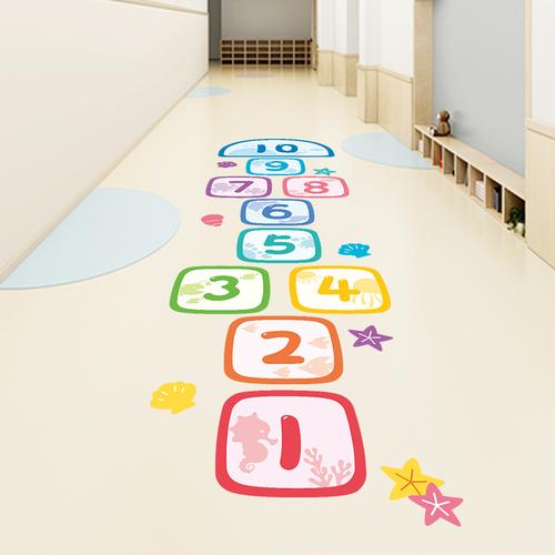 卡通数字地贴儿童房地面装饰贴纸幼儿园过道跳格子跳房子布置贴画