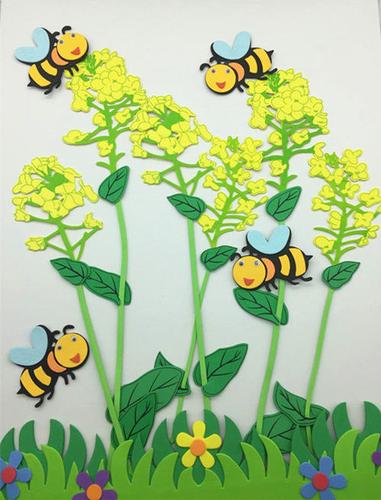 组合春天幼儿园蜜蜂墙面油菜花黑板报装饰