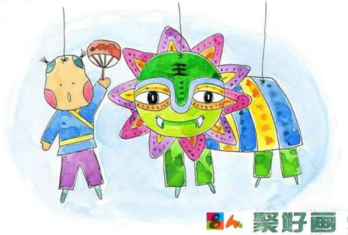 关于舞狮的画图儿童画图片