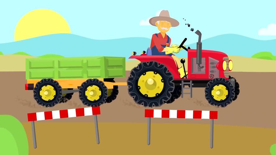 农场果园农用拖拉机视频素材-儿童卡通动画_1920x1080
