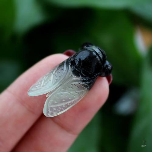 一鸣惊人玉蝉天然玉石岫玉吊坠知了冰种水墨精雕男女款学生正品 $100.