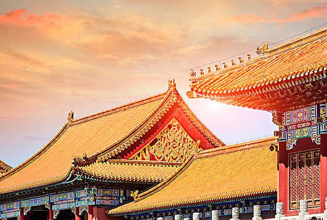北京故宫的风景在黄昏
