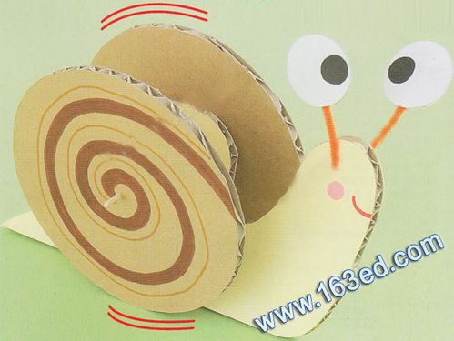幼儿废旧物品手工制作:纸盒蜗牛