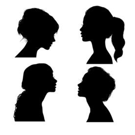 手绘女孩头像剪影