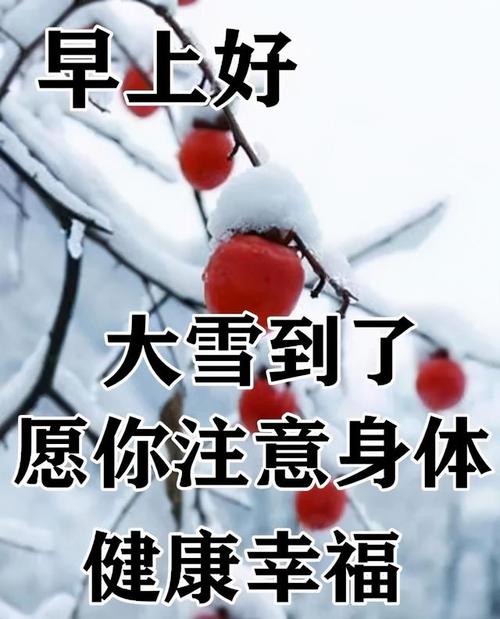 精美的大雪早安祝福语动态表情图片冬天注意保暖问候语简短