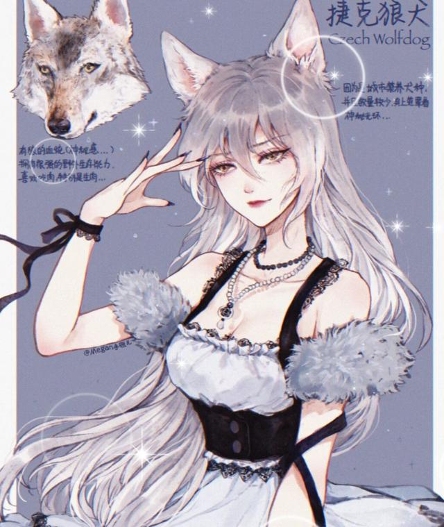 原创画师将各种狗狗拟人化牧羊犬是美少女哈士奇变性感御姐