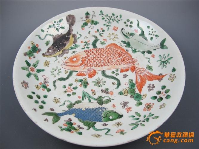 【压轴精品】清康熙五彩海藻鱼纹大盘