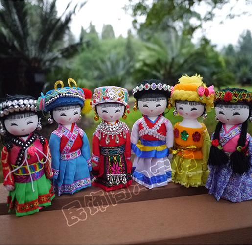 56个民族娃娃民族工艺品纯手工超可爱彩胖民族娃土布娃娃创意礼品