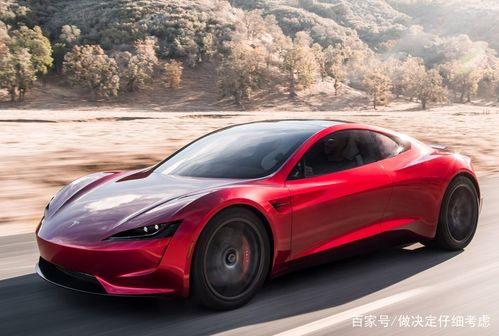 豪华的红色特斯拉跑车,这款车看起来,优雅的外形设计,运动范十足