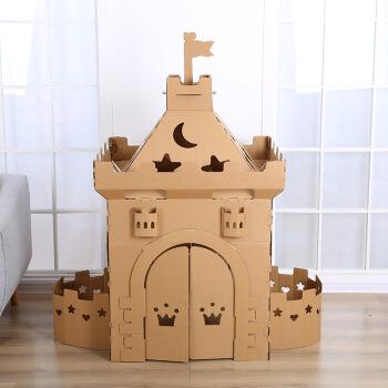 diy儿童纸箱房子制作纸房子diy幼儿园纸板屋城堡纸箱纸壳拼装玩具