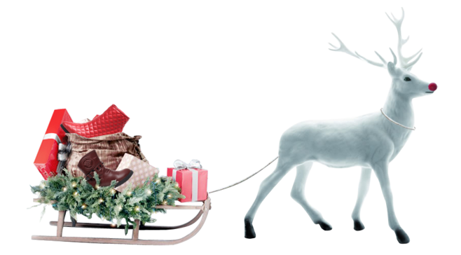 白色麋鹿拉着雪橇