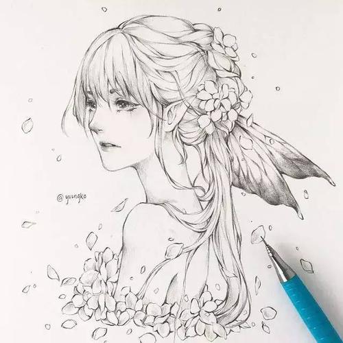 cg原画绝美仙气动漫女生线稿,初学者临摹手绘插画素材