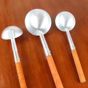 铝汤勺加厚木长柄老式汤勺厨房餐具勺子锅汤粥勺大号汤壳蛋饺勺子