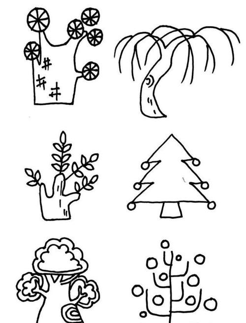 树还有这么多种画法,画树再也不单调了,适合3—6岁宝宝的简笔画