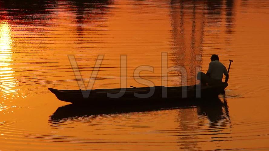 渔舟唱晚—渔民捕鱼_1920x1080_高清视频素材下载(:)