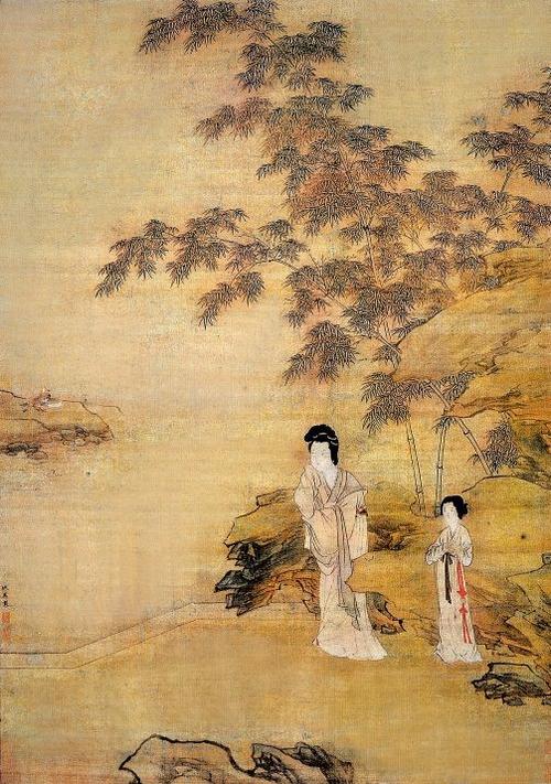 修竹仕女图 明·仇英 绢本设色 纵88.3 x横62.2厘米 上海博物馆藏