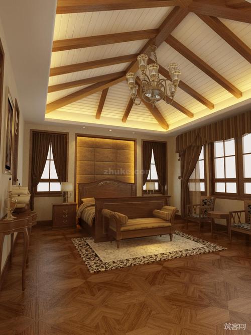 4,002 美式风格卧室浓郁的色彩装修效果图