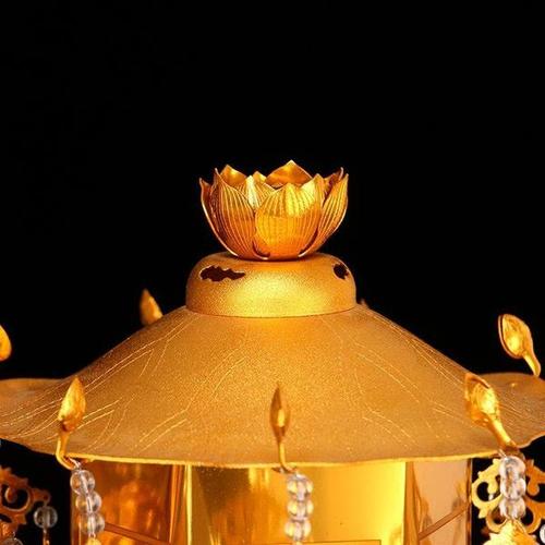 购客佛堂供具璎珞立式经幢佛供灯寺院幢幡供佛宝盖莲花灯唐密供佛摆件