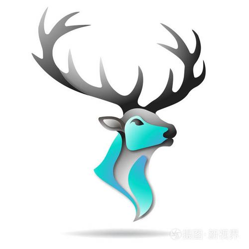 鹿标志矢量彩色插图