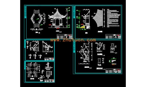 古建六角亭建筑设计cad图纸