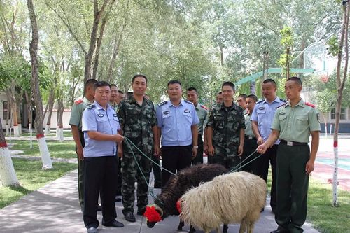 近日,八师新安监狱一行来到驻该监狱武警中队,看望慰问驻监武警官兵