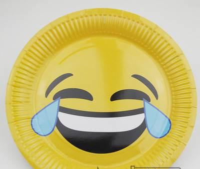 厂家直销9寸一次性纸盘外贸出口qq表情笑脸表情盘子笑