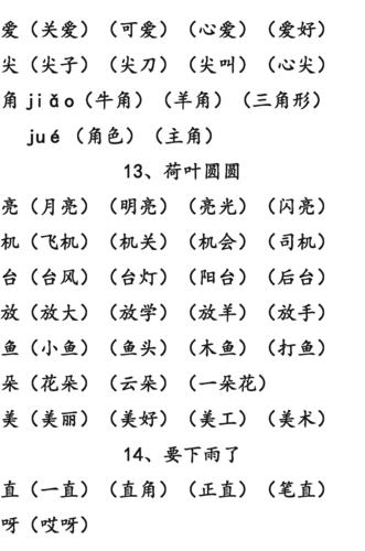 1-6年级语文下册第1-6单元生字表组词大全 (可下载打印)