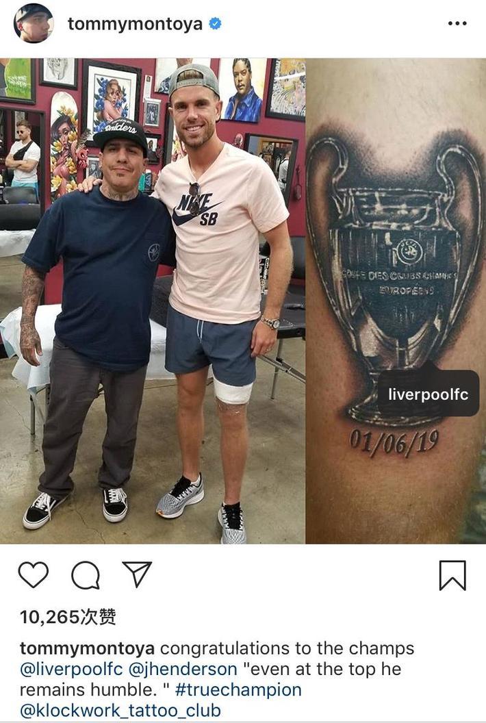亨德森新纹身:利物浦是冠军!__凤凰网