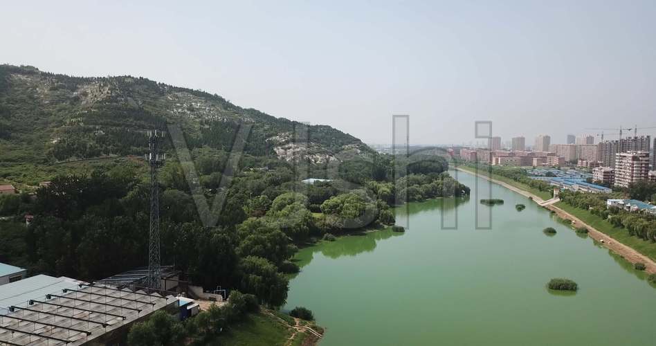 腊山河公园 河水航拍