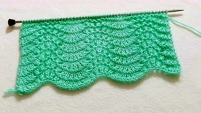 毛衣裙衫底边凤尾花样棒针编织,非常优雅而且实用