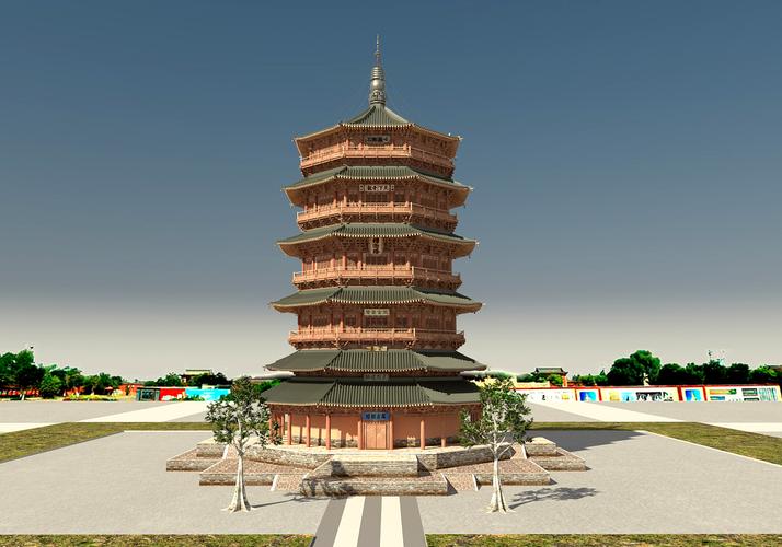 应县木塔(佛宫寺释迦塔)三维建模(cinema 4d vray)