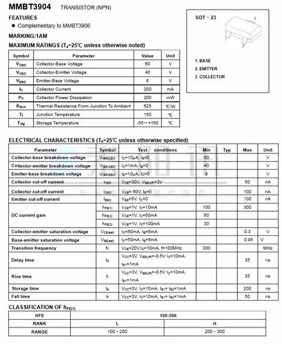 泰阳讯 贴片npn三极管 mmbt3904 2n3904 丝印1am sot