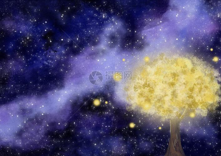 星空下的树