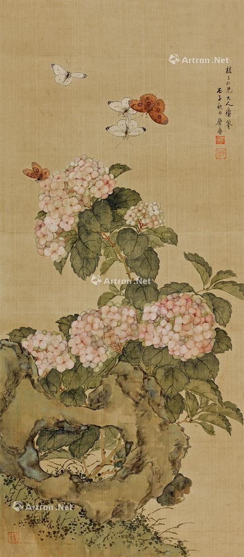 *0778 绣球花 镜心 设色绢本