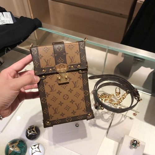 lv路易威登拼色手机包 lv男士女士同款老花盒子 可单肩斜挎