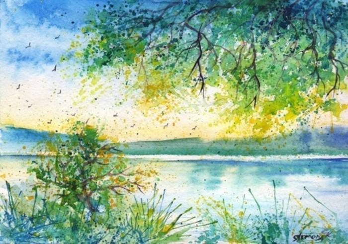 风景图片水彩画原图