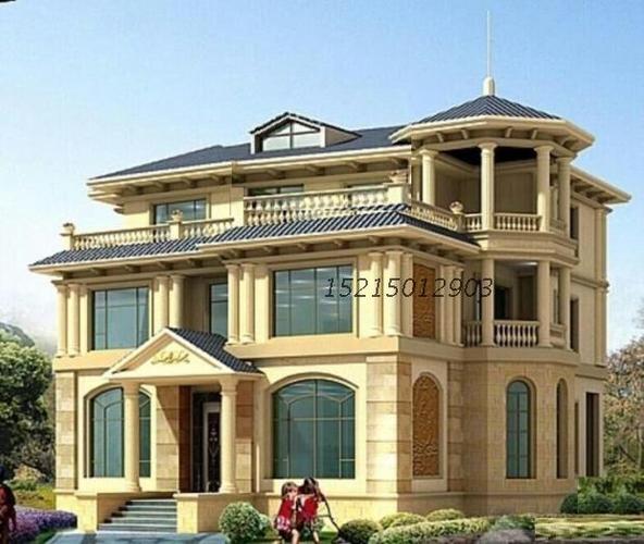 城堡式二层半房屋设计图农村自建别墅设计图纸全套施工图带效果图